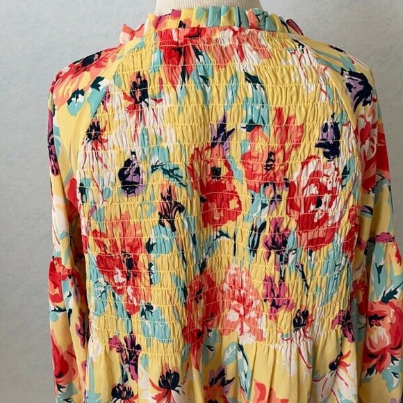 Cafe Marrakesh Ruffle Neck Button Up Ruched Blouse, Size 3X - Picture 6 of 9